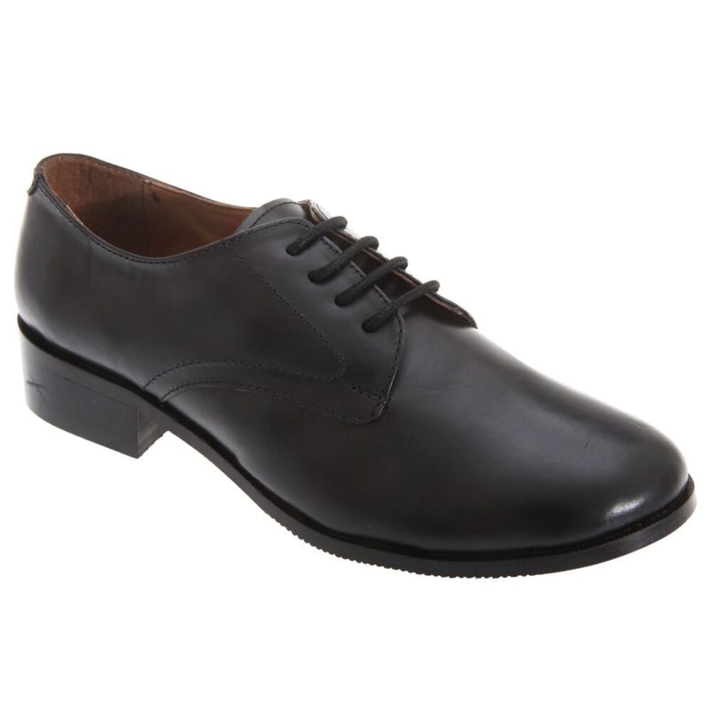 Grafters Womens/Ladies 4 Blind Eyelet Hi-Shine Leather Cadet Shoes / Black